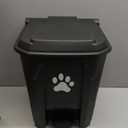 Tebiete Dog Poop Trash Can Outdoors Pet Waste Station with Lid Dog Waste Disposal Container with Removable Inner Bin Bucket Hands-Free Pedal Garden Yard Home with 5Rolls Waste Bags, Black