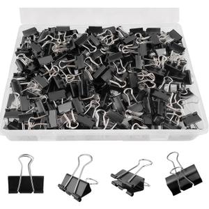 180 Pcs Small Binder Clips Black, 0.59 in/15mm Mini Binder Paper Clips, Paper Clamps for Office Supplies, Home, School,Business Document Organizing