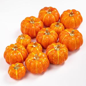 Ywlake 12 Pcs Artificial Pumpkins Fall Decorations, Mini Small Fake Pumpkin for Autumn Harvest Halloween Thanksgiving Faux Pumpkins Home Table Decor (Orange)