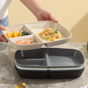 Divided Plates 10.5 Inch for Kids Adults, Portion Control Bariatric Plate, Wheat Straw Plates with 3 Compartments, Unbreakable Reusable Portion Control Plates, BPA Free (Grey Series-4PACK)