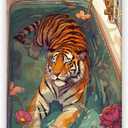 TcnBzydkij Tiger in Bathtub Canvas Wall Art Print Pink Kitsch Bathroom Aesthetic Poster Funny Animal Wall Art Maximalist Dopamine Picture Print for Bathroom Restroom Decor 12x18inch Unframed (style-7-Unframed)