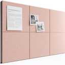 Bumusty Large Cork Board 36" x 24" Alternative - 6 Pack Felt Wall Tiles with 40 Safe Removable Adhesive Tabs, 30 Pushpins, Cork Boards for Walls Pin Board Bulletin Board Office Decor (Pink)