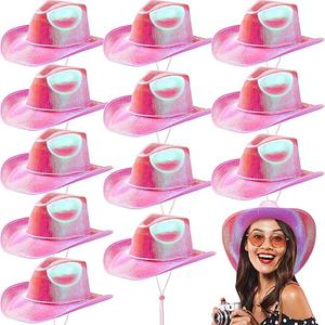 Coume 12 Pcs Neon Cowboy Hat Sparkly Glitter Cowgirl Hat for Women Girl Holographic Space Cap for Bachelor Halloween Party Coume 12 Pcs Neon Cowboy Hat Sparkly Glitter Cowgirl Hat for Women Girl Holographic Space Cap for Bachelor Halloween Party