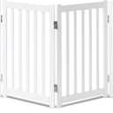 LZRS Freestanding Extra Wide Dog Gate 30 inch Tall - 4 Panels Solid Wooden Pet Gate for Doorways, Stairs, Hallways,Kitchens& Long Areas, Expandable & Foldable with Support Feet,Indoor Use,White