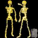 HBSTK 2 Pack 40 Inches 300 LED Light Up Halloween Skeleton Full Body Posable Movable Joints for Halloween Decoration Décor