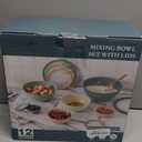 COOK WITH COLOR Mixing Bowls with Lids - 12 Piece Plastic Nesting Bowls Set includes 6 Prep Bowls and 6 Lids, Non Slip Bottom and Embossed Design - Microwave Safe (Teal)