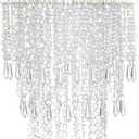 Sparkling Iridescent Beaded Chandeliers 8.6 inches Diameter for Wedding Centerpiece Living Room Bedroom Event Party Gold