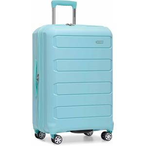 Traveler's Choice Pagosa Hardshell Expandable Luggage with Spinner Wheels, Baby Blue, 26-Inch Medium