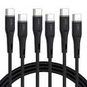 USB C to USB C Charger Cable, Soft Silicone Fast Charging Cable [6 FT, 3Pack] for iPhone 16,15 Pro Max Plus, Type C 60W 3A Cord for Samsung Galaxy S24/S23, MacBook Air/Pro USB Cable [Black]