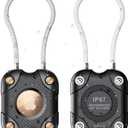 2 Pack Airtag Holder with Wire Cable, Secure Lock Airtag Keychain,IPX7 Waterproof,360Hard Protective Air Tag Case Holder for Apple Air tag for Key Chain,Key Ring,Car,Luggage (Black)