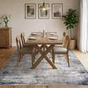 DMOYEST Area Rug Living Room Rugs - 8x10 Washable Large Soft Indoor Neutral Modern Abstract Low Pile Rug Carpet for Bedroom Dining Room Farmhouse Home Office - Blue/Grey/Brown