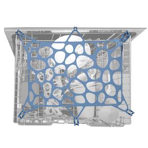 REVEX Silicone Dishwasher Net, Dishwasher Basket for Baby Items with 6 Adjustable Hooks, Dishwasher Mesh to Cover Baby Bottle Basket, Blue, 9.8"x14.5"