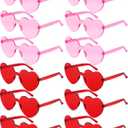 Photect 12 Pair Heart Shaped Sunglasses Neon Color Transparent Heart Glasses for Women Party Favor (Red, Pink)