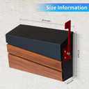 Wall-Mount Mailbox, Wood-Grain Metal Panel, Rust Resistant Large Capacity House Mailbox, Modern Drop Mailboxes for Outside, Metal Post Box with Flag (No Keys Locking)