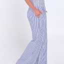 ANRABESS Womens Palazzo Pants, Striped & Gingham, Lounge & Casual, Cute Pajama Pants, Wide Leg, High Waisted, Pockets (White, M)