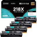 [High Yield] 218X Toner Cartridge 4 Pack Replacement for HP 218X 218A Toner Cartridge, Works with HP Color Laserjet Pro 3201dw MFP 3301fdw 3301sdw Printer W2180X W2180A (No Chip)