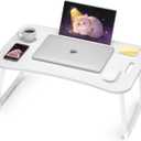 Ruxury Folding Lap Desk Bed Desk Laptop Table Tray, Breakfast Serving Tray, Portable & Lightweight Mini Table for Sofa Couch Floor - White