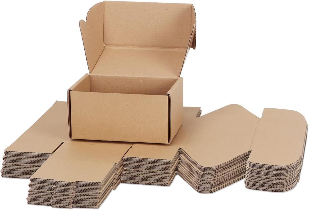 PHAREGE 6x4x3 inch Shipping Boxes Bulk 25 Pack Brown, Tab Lock Tuck Top Mailer Boxes for Packaging Small Business, Small Cardboard Gift Boxes for Wrapping Mailing Presen