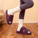 EverFoams Womens Fuzzy Open-toe Slippers Soft Comfy Memory Foam Indoor House Shoes (9-10, Plum Violet)