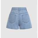 WDIRARA Women's Bow Embroidery Denim Shorts Y2k Jean Shorts with Pockets Light Wash 26 (Blue)