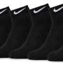 Nike Unisex Everyday Cushioned Training Low Socks (6 Pairs), Black/ White, Large