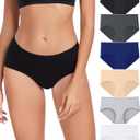 wirarpa Women's Underwear Cotton Hipster Panties Ladies Panties 6 Pack (Regular & Plus Size) (Medium, Black/Grey/Navy/Light Grey/White/Beige)