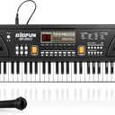 Raimy Piano Keyboard for Beginners, 61 Keys Portable Electronic Digital Piano with Microphone, Learning Educational Music Keyboard Piano for Kids Gifts Toys for Boys Girls Toddlers (Black)