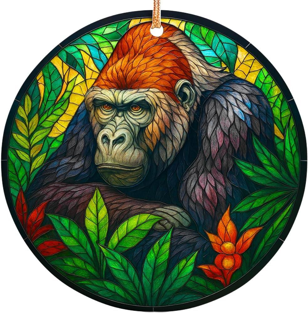 2025 Christmas Ornament  Silverback Gorilla Ornament, Jungle Wildlife Holiday Tree Decoration, Exotic Animal Keepsake Gift