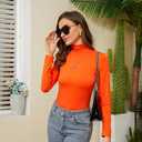 Womens Long Sleeve Turtleneck T-Shirts Casual Lightweight Slim Fit Cozy Base Layer Top (Yellow, L)