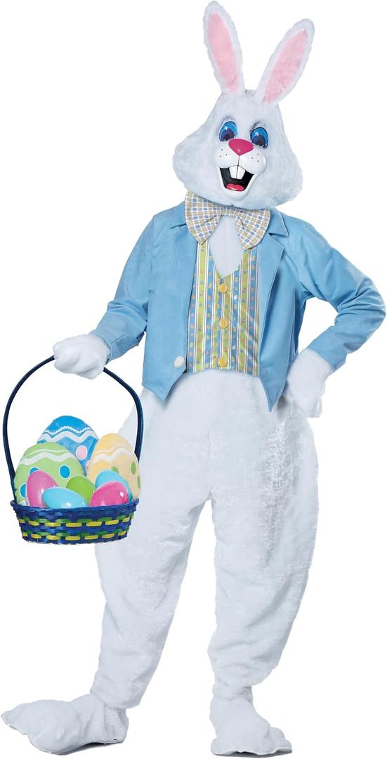 California Costumes Deluxe Adult Easter Bunny Costume White/Blue. L-XL