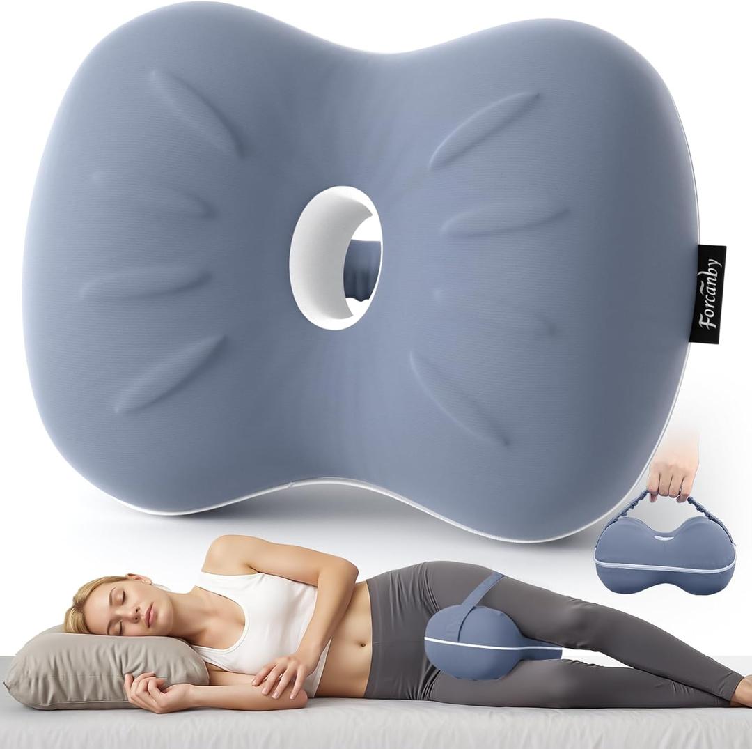 Knee Pillow for Side Sleepers - Leg Pillow for Side Sleeping, Memory Foam Knee Pillows for Back Hip Pain, Spine Aligning, Sciatica, Surgery Recovery (Misty Blue-regular)
