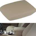 Osompar Center Console Armrest Cover Beige Compatible with Toyota Highlander 2008-2013 PU Leather Arm Rest Box Lid Middle Console Cover
