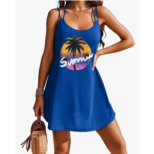 AI'MAGE Womens Spaghetti Strap Cover Up Sleeveless Bathing Suit Coverups Backless T Shirt Beach Dress Medium