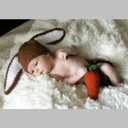 Newborn Easter Outfit Boy Photography Props Baby Bunny Handmade Crochet Rabbit Set Knit Hat Diaper Carrot Set for Kids (Coffee Rabbit)