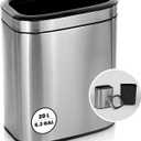 Alpine Stainless Steel Open Top Trash Can 5 Gallon - 20L Garbage Can for Kitchen, Bathroom, Office & More with Removable Bin, Brushed Nickel Finish, Space-Saving Slim Modern Design