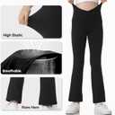 Leggings with Pockets for Girls Solid Black Stretch High Waist Tummy Control Workout Dance Bootcut Yoga Pants (Black)