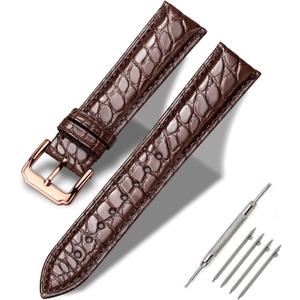 Moran Alligator Leather Quick Release Watch Band 18mm 19mm 20mm 22mm 23mm 24mm Replacement Genuine Crocodile Leather Loop SmartWatch Strap for Men Women (Alligator-Brown/Rose Gold)
