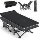 ATORPOK Camping Cot for Adults with Cushion Comfortable, Tent Folding Cot for Sleeping, Lightweight Folding Bed with Carry Bag Supports 450 lbs