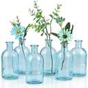 MDLUU 6-Pack Glass Bud Vase, Apothecary Bottle Vase, Decorative Glass Bottle for Wedding Centerpiece, Home Decor (Blue)