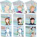 36Pcs Frozen Party Favors Stickers, Make Your Own Stickers for Kids Make a Face Sheets, Fun Gifts for Kids Birthday Party Supplies Mix and Match Sticker Bday Party Favor Decorations for Girls