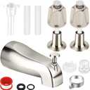 2 Piece Shower Knob Replacement, with Tub Spout, 2 Handle Tub Shower Faucet Set Compatible with Pfister Verve Tub Shower Faucet Hot and Cold Handles (Brushed Nickel)