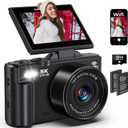 5K Digital Camera for Photography - 75MP WiFi Vlogging Camera for YouTube - UHD 18X Zoom Digital Cameras with Flip Screen 3" 180 - Travel Flash Camara for Beginners & Adults (Black White)