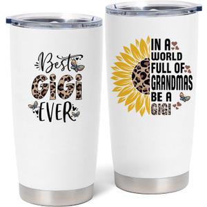 Gigi Mothers Day Gifts, Gigi Gifts for Grandma, Birthday Gift for Grandma from Grandkids, 20 oz Stainless Steel Tumbler With Lid & Straw