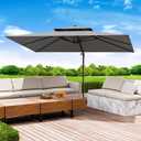 10x13 FT Patio Umbrella, Large Cantilever Rectangular Double Top Heavy Duty Offset Umbrellas with 360 Rotation, Outdoor shade for Garden Deck Pool Patio, Gray