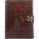 Hansa Handmade Leather Journal Diary Notebook Brown Color Horse Side Face 5x7 Inch Flap With Brass Lock Closure