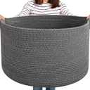Large Woven Baskets for Storage, 22.8" x 22.8" x 13" Blanket Storage Living Room, Baby Toy Basket for Clothes, Pillows, Towels, Shoe Basket for Entryway (90L, Dark Grey)  