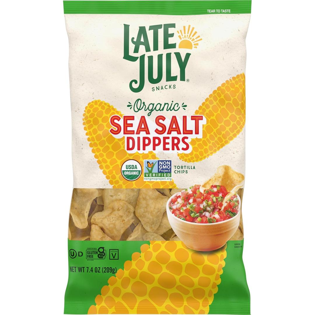 Late July Sea Salt Dippers Organic Tortilla Chips, 7.4 Oz Bag (EXP 08/29/26)