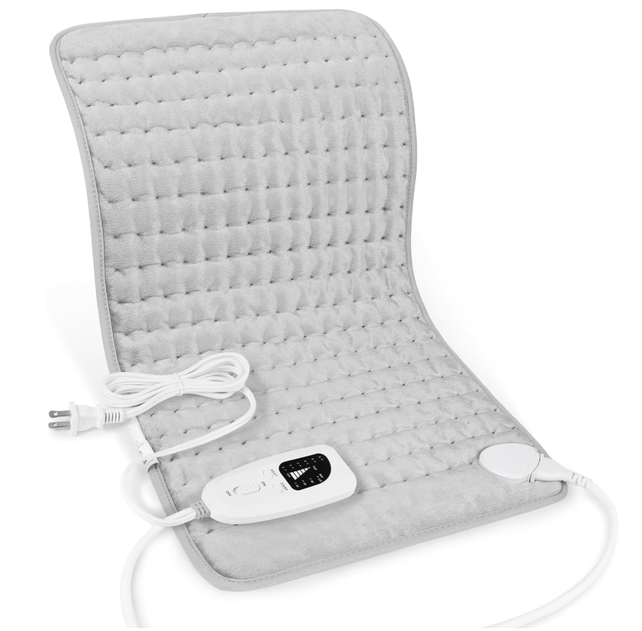 Deepsoon Heating Pad,Electric Heating Pads for Back,Neck,Moist Heating Pad for Abdomen Shoulder Knee Legs,Dry/Moist Heat&Auto Shut Off,Mother's Day Birthday for Men and Women,Light Gray,33x17 Inch