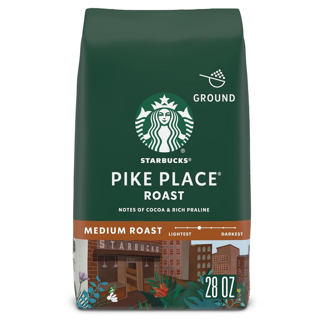 Starbucks Ground Coffee, Medium Roast Hot or Iced Coffee, Pike Place Roast, 28 oz (EXP 11/24/26)
