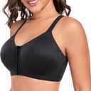 DotVol Women's Wireless Front Closure Scalloped Lace Racerback Comfort Everyday Bra (34G, Black)